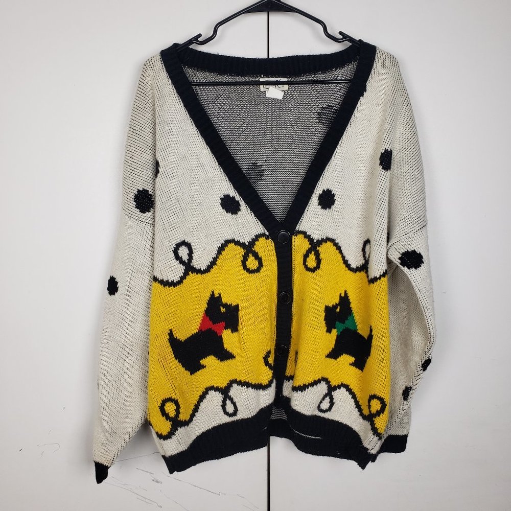 Vintage Scotty Dog Cardigan with Polka Dots